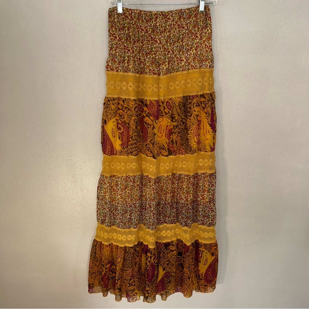 Envy Multicolor boho Floral Maxi strapless dress